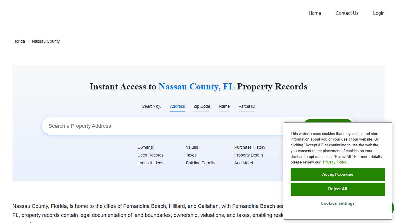Nassau County, FL Property Records Owners, Deeds, Permits