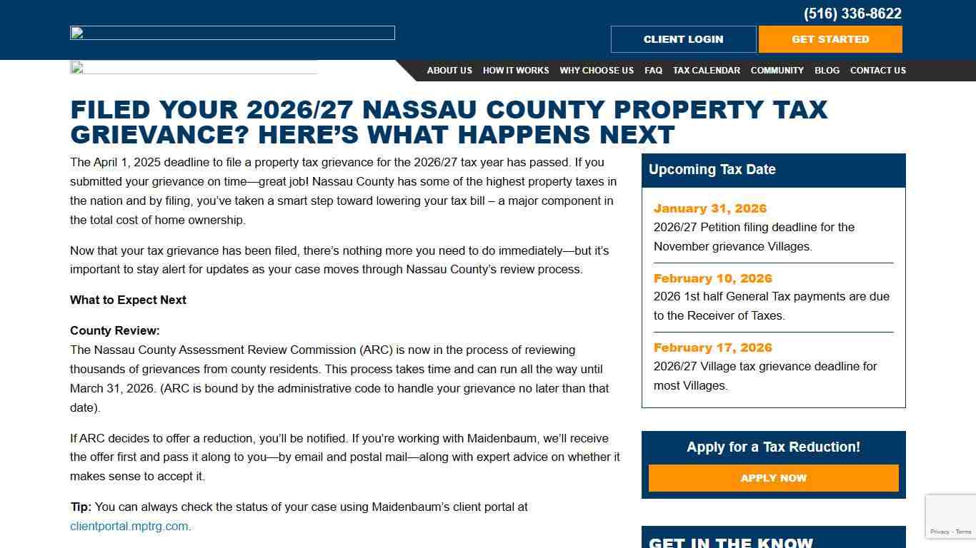 Filed Your 2026/27 Nassau County Property Tax Grievance? Here’s What Happens Next - Maidenbaum Property Tax Reduction Group, LLC.